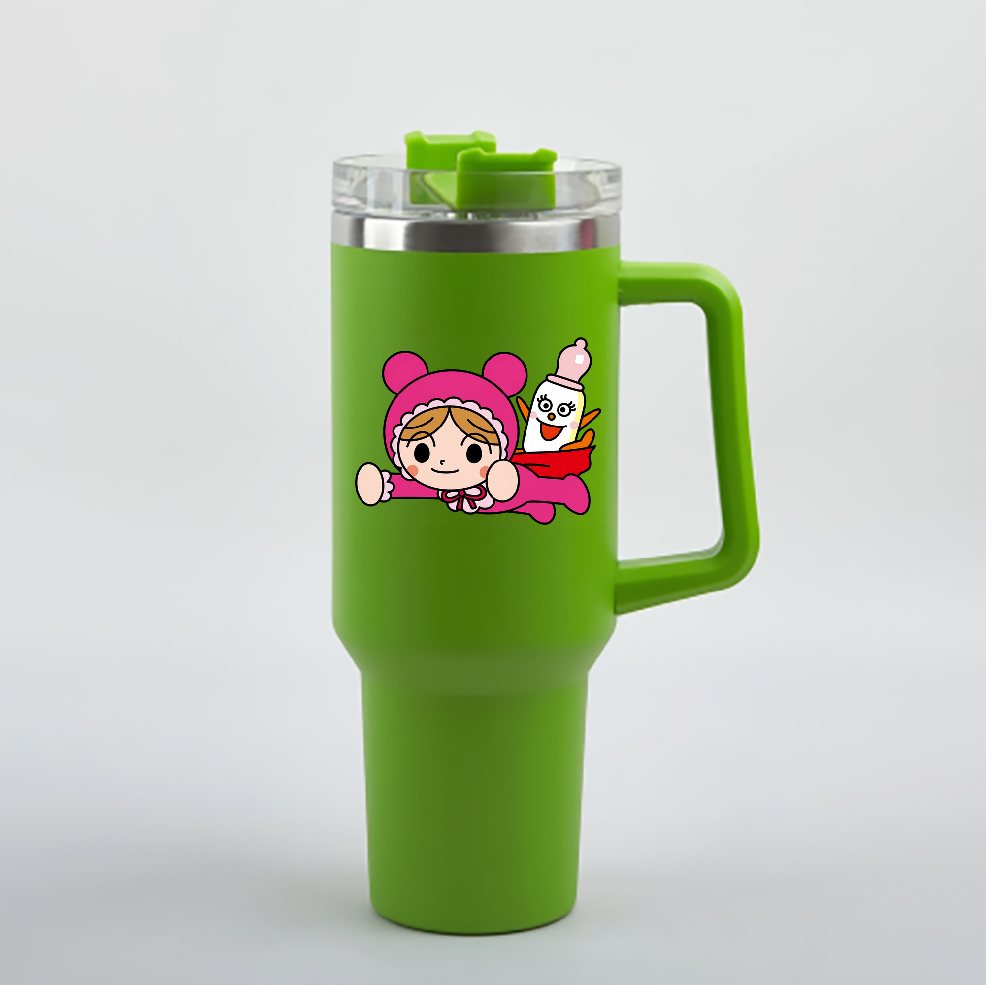 （画像用） アンパンマン Anpanman 1200mL車用タンブラー - クリスタルステッカー（プラスチックストロー付き）